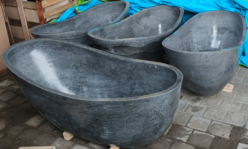Four Bali baths prepared for shipment to Fremantle